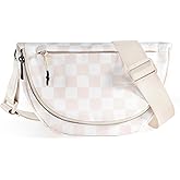 MEISEY Checkered Crossbody Messenger Bag, Black and White Pattern, Adjustable Shoulder Strap