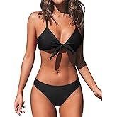 CUPSHE Women's Two Piece Bikini Set Floral Print Knot Bunny Tie