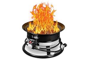 GUNJI Propane Fire Pit Smokeless 58000 BTU, 19-Inch Outdoor Portable Fire Table with Auto-Ignition for Patio Camping Deck Backyard, Includes Lid & Carry Kit