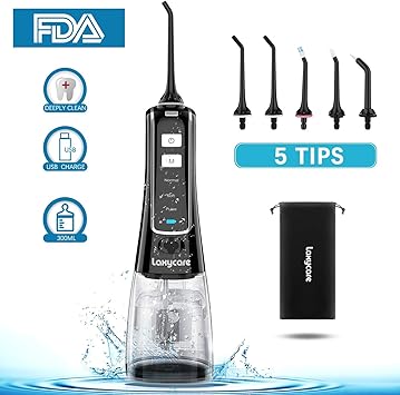 Laxycare Munddusche Elektrische Wasser Flosser Mit 5 Dusen 300ml