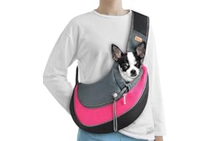 Cuby Pet Sling Carrier for Small Dogs Cats,Drawstring & Zipper & Special Security Hook Triple Designs for Pets' Securty,Breathable Mesh Travel Cat Carrier Bag with Adjustable Shoulder Strap (Pink S)