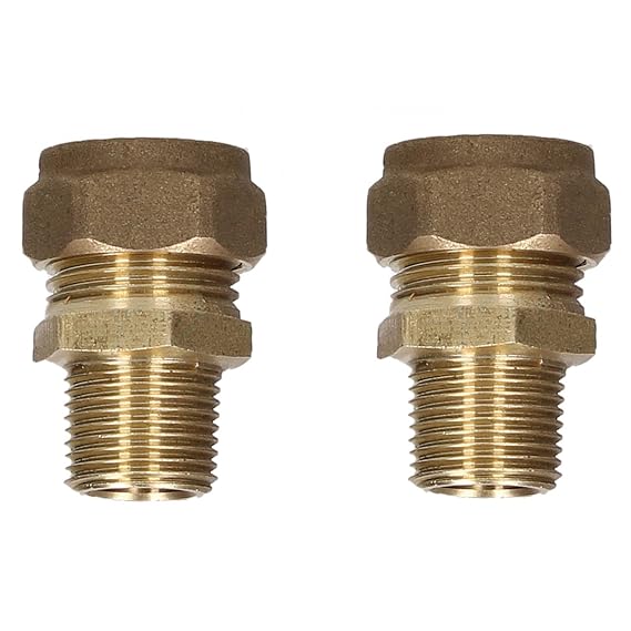 15mm Compression by 3/8 BSP Male Iron Thread European Flexible Tap Adapters (Pair) by Embrass