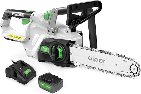 AIPER cordless chainsaw with 12-inch bar and 20V 4Ah lithium battery