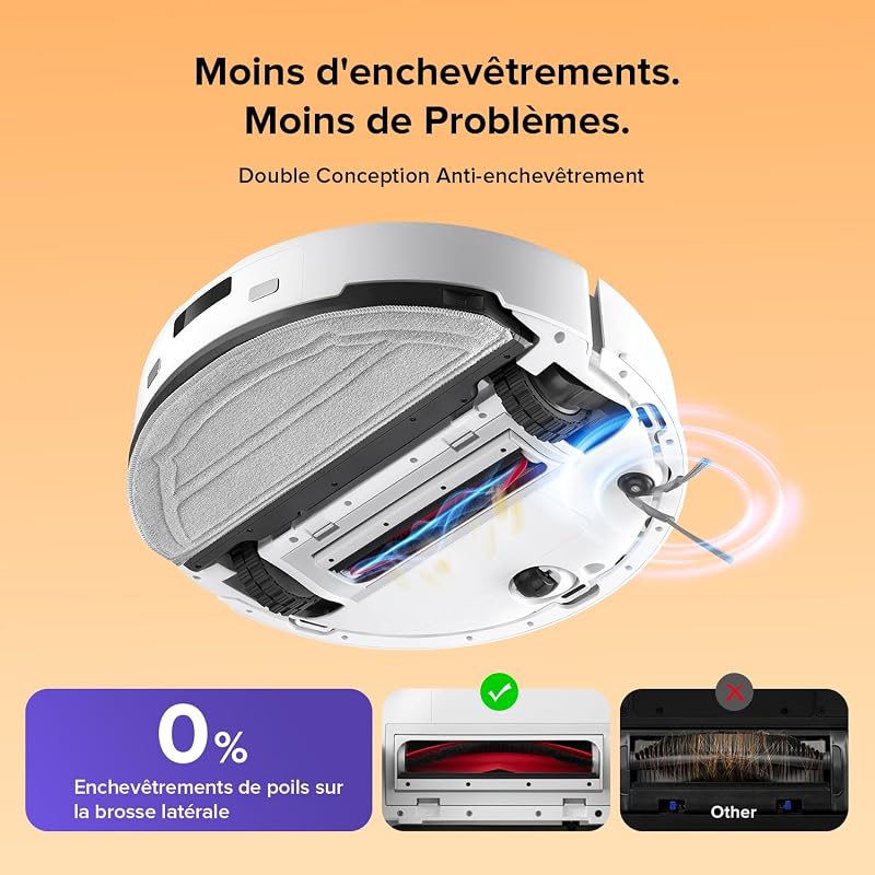 Q10 S5 Set Robot Aspirateur Laveur 10000Pa, Double Anti-emmêlement