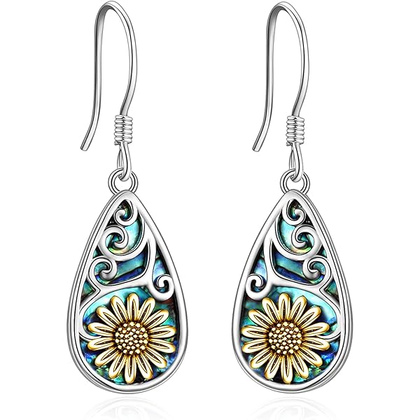 SVODEA Aretes De Margaritas Infinitas Para Mujer, Plata De Ley 925, Aretes Colgantes De Flores Infinitas, Regalos De Cumpleaños De Aniversario Para Mujeres Y Mamá, Oro Amarillo, No Es Una Piedra