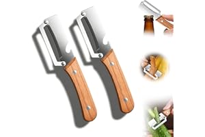 Multi-Functional Vegetable Peeler for Kitchen, Wooden Handle Peeler, Zero Flex Peelers, 2-in-1 Stainless Steel Kitchen Tool B