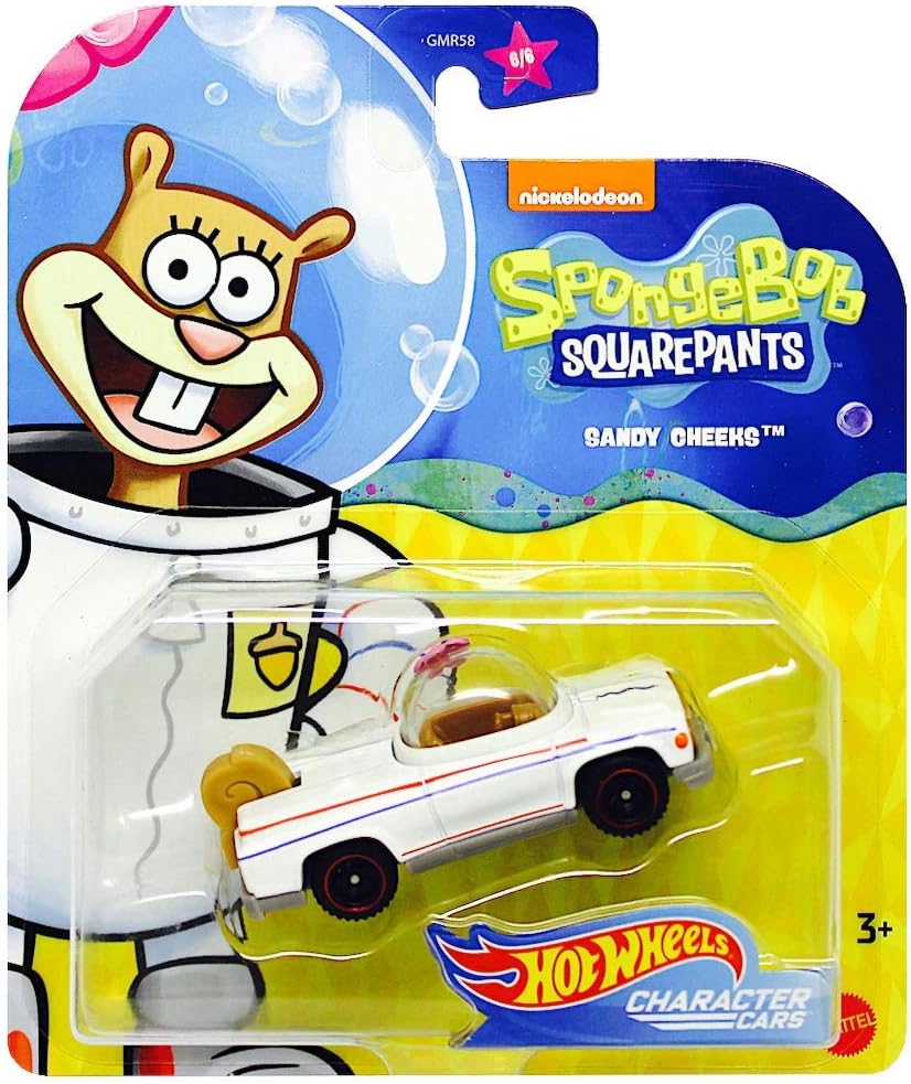 Hot Wheels Character Cars Sponge Bob Squarepants Sandy Cheeks GMR59 1:64, Multicolor