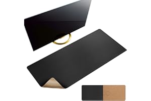 MAIDERN 40” x 16” Cork & Leather Desk Pad, Large XXL Desk Mat, Full Desk Mouse Pad, Reversible Desk Pad, Desk Pad Protector for Gaming Home Office (Black)