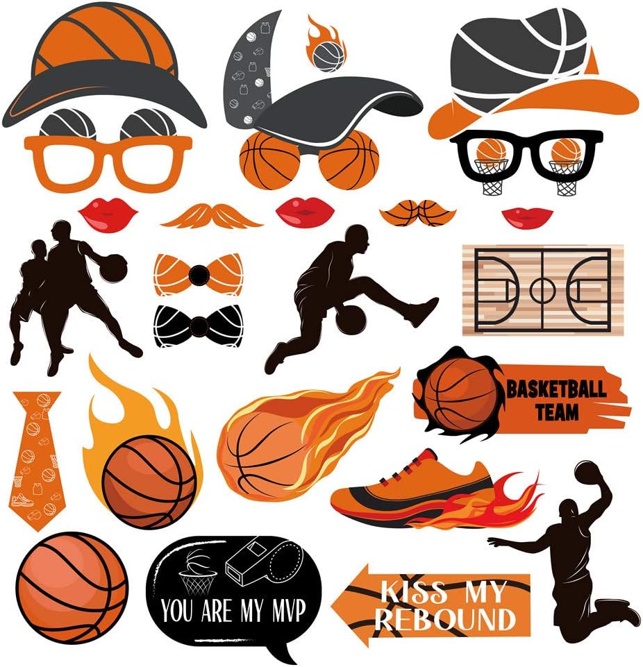 Zzhh Baby Shower Sports Basketball Diy Photobooth Props Party Decorations Garcon Joyeux Anniversaire Photobooth Props Kid Party Favor 25 Pcs Decorations Et Accessoires De Fetes Fournitures De Loisirs Creatifs