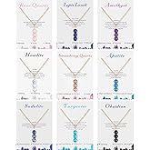 Tondiamo 9 Set Christmas Healing Crystal Necklace Gift for Women Gemstone Spiritual Crystal Pendant Necklace with Card and Organza Bag Good Luck Bead Stones Anxiety Relief Birthday Gift