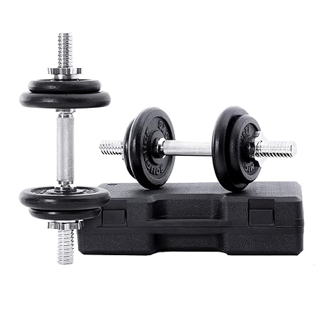 SONGMICS verstellbare Hanteln aus Gusseisen mit Koffer, Kurzhanteln Set, 10 kg, 15 kg, 20 kg, für Männer & Frauen, Workout Fi