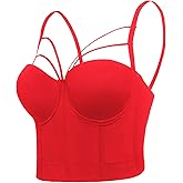 Women's Cross Cut Smooth Wedding Party Gothic Bustier Crop Top Bra Vest Caged Cropped Top