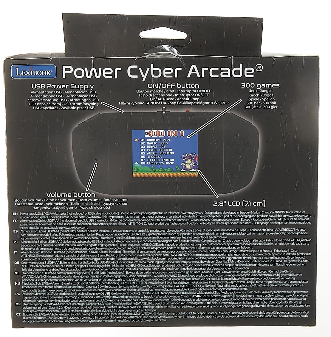 LEXiBOOK JL3000 Power Cyber Arcade Portable Game Console, 300 Games, 2.8