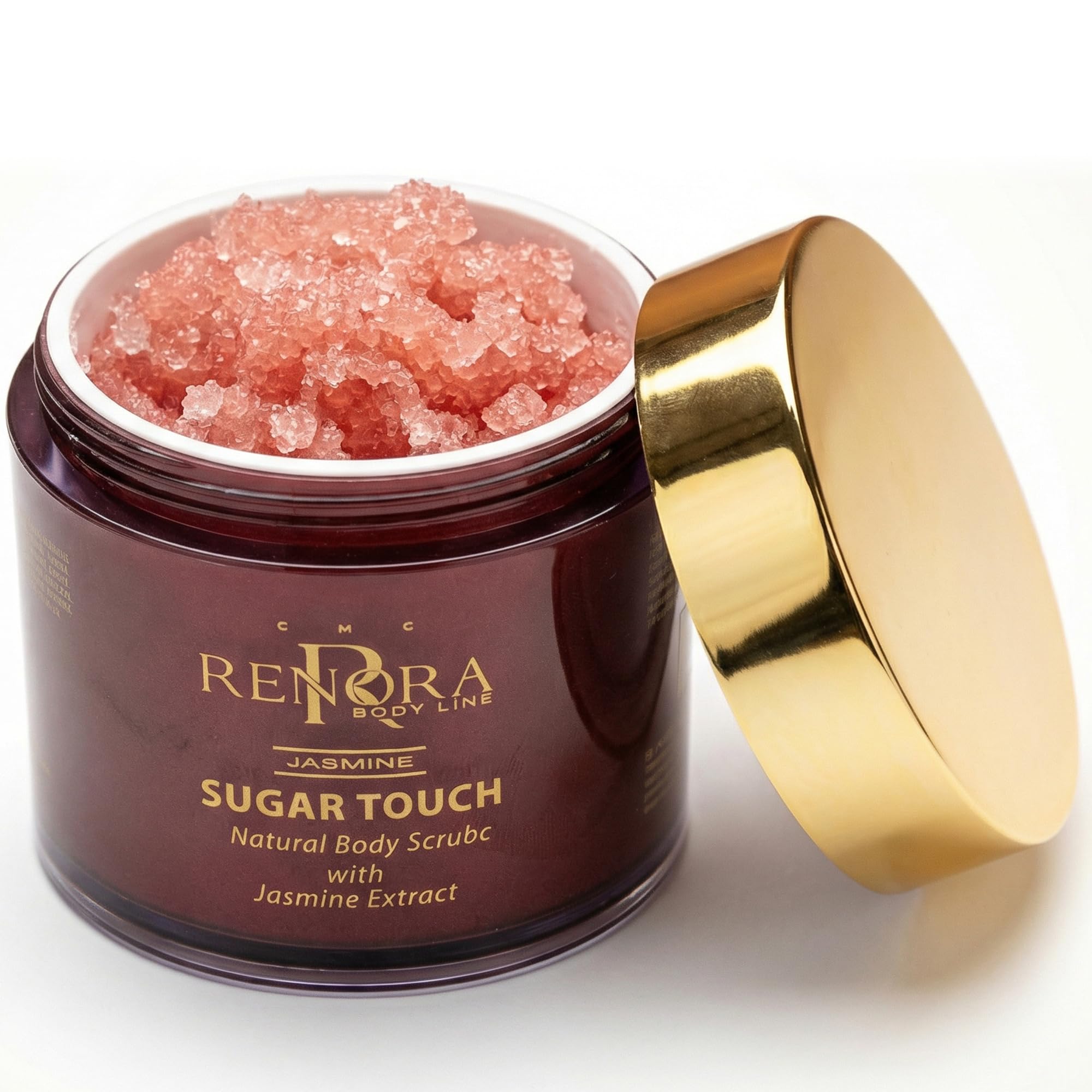 RENORA Natural Exfoliating Body Scrub with Almond Oil, Jasmine & Honey - 200ml Gentle Sugar Body Scrub Exfoliator for Radiant, Smooth and Silky Skin - Moisturizes, Softens, Removes Dead Skin Cells