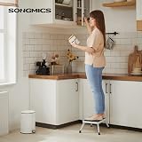 SONGMICS GSL01WT Step Ladder Folding Stool Steel 150 kg 210 cm Non Slip view 2