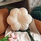 ARTMAGIC Flower Shaped Velvet Decorative Throw Pillow Cushion Ultra Soft Cute Floor Pillow for Couch Bed Sofa, White, 16x16 inch