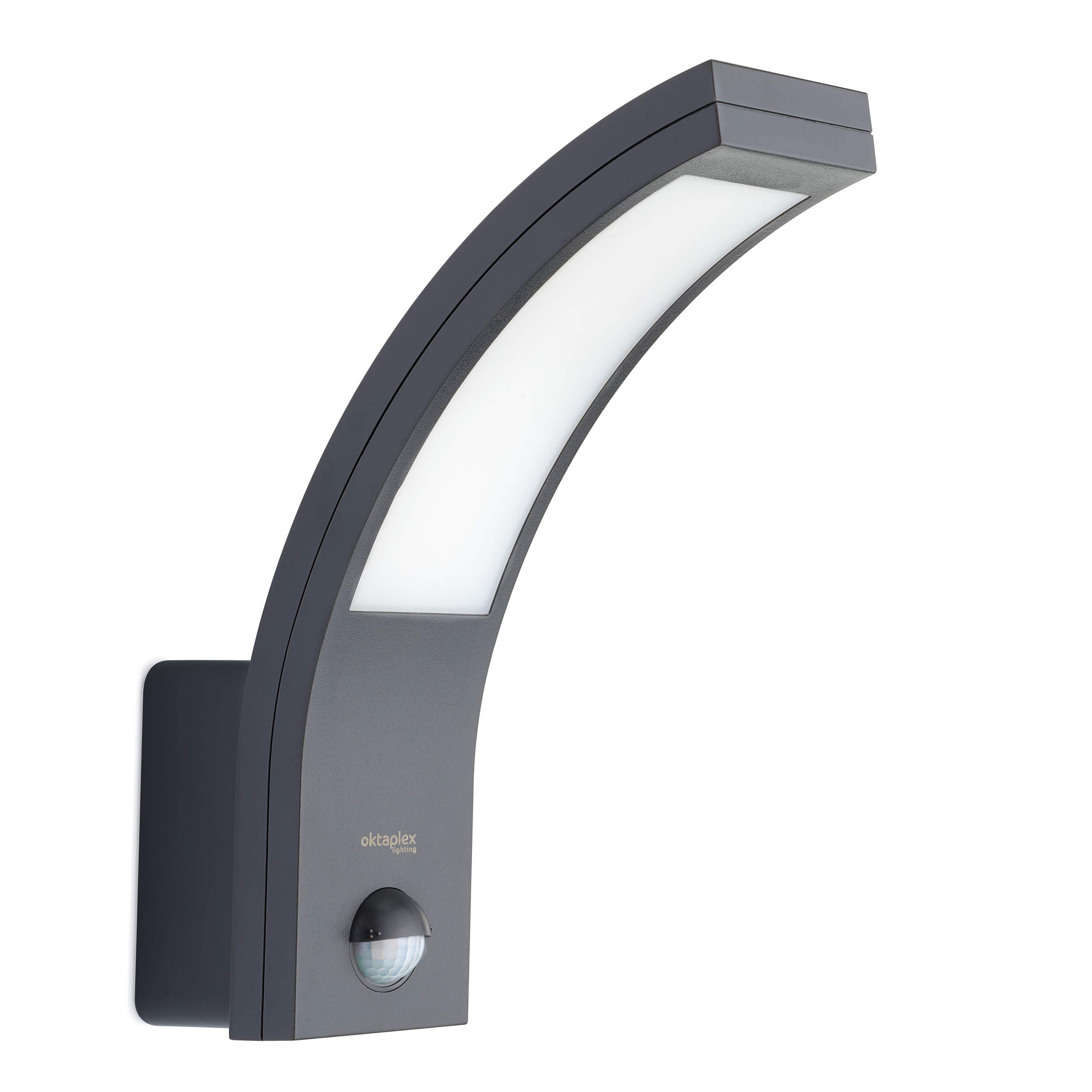 Oktaplex lighting | LED Outdoor Light with Motion Sensor Rio 10W | Outdoor Lamp IP54 Anthracite Wall Outdoor Waterproof | Outside Wall Light Sensor 3000K Warm White
