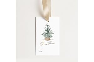 THREEKIN COLLECTIVE ThreeKin Pack of 50 Christmas Gift Tags, 2 x 3 Rectangle Tag with Pre-Punched Hole, Perfect Hanging Tags for Holiday Gifts, Christmas Presents, Events and Celebrations | Gift Wrap Tags