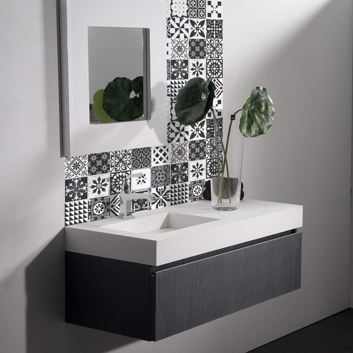 Ambiance Sticker Self-Adhesive Decorative Wall Decal Cement Tile for Bathroom and Kitchen Agustino - Pack of 24 Stickers of 20 x 20 cm - Image 5