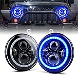 Xprite 7" inch 90W LED Headlights with Blue Halo