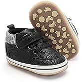 BACSAC Baby Boys Girls Non-Slip Sole High-Top PU Leather Infant Sneakers Toddler Crib First Walker Shoes