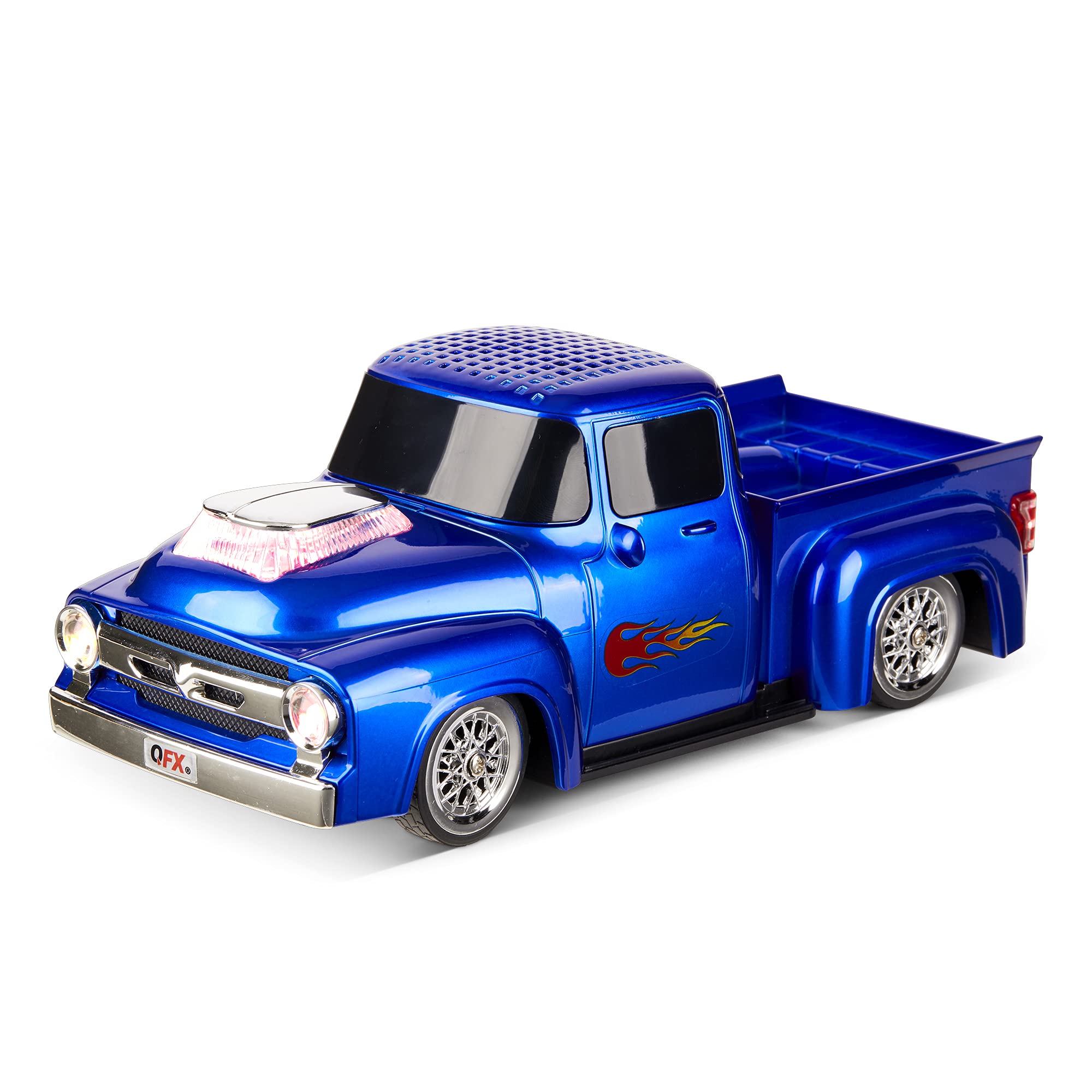 Photo 1 of QFX Bluetooth 1956 Pickup Truck Replica Speaker, 3-inch Speakers, Hands Free Link, Built-in Microphone, FM Radio and LED Party Lights, Blue - BT-1956 BL
