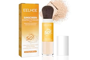 XIAOTU Mineral Sunscreen Powder,SPF 50 PA++ Setting Powder,Concealer Long Lasting Oil Control Sun Protection Brush Face Powder for All Skin,Lightweight Matte Sunscreen Setting Powder with Brush