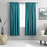 DONREN 2 Panels Set - 63 Inches Length Blackout Curtain Panels for Bedroom - Room Darkening Thermal Insulated Solid Rod Pocket Curtains (Teal,42 W X 63 Inches Long)