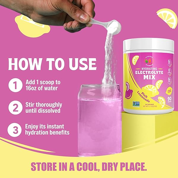 ELECTROLYTE POWDER – PINK LEMONADE FLAVOR | SUGAR-FREE HYDRATION MIX WITH 6 KEY ELECTROLYTES FOR ENERGY, MUSCLE RECOVERY & CRAMP RELIEF | KETO, VEGAN, FASTING FRIENDLY | MAGNESIUM + POTASSIUM