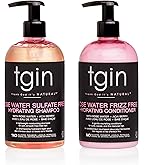 tgin Rose Water Shampoo + Conditioner Duo for Curly, Coily and Wavy Hair, Sulfate Free, with Rose Water, Acai Berries, Nourishes and Detangles Dry, Color Treated Hair, 13 oz