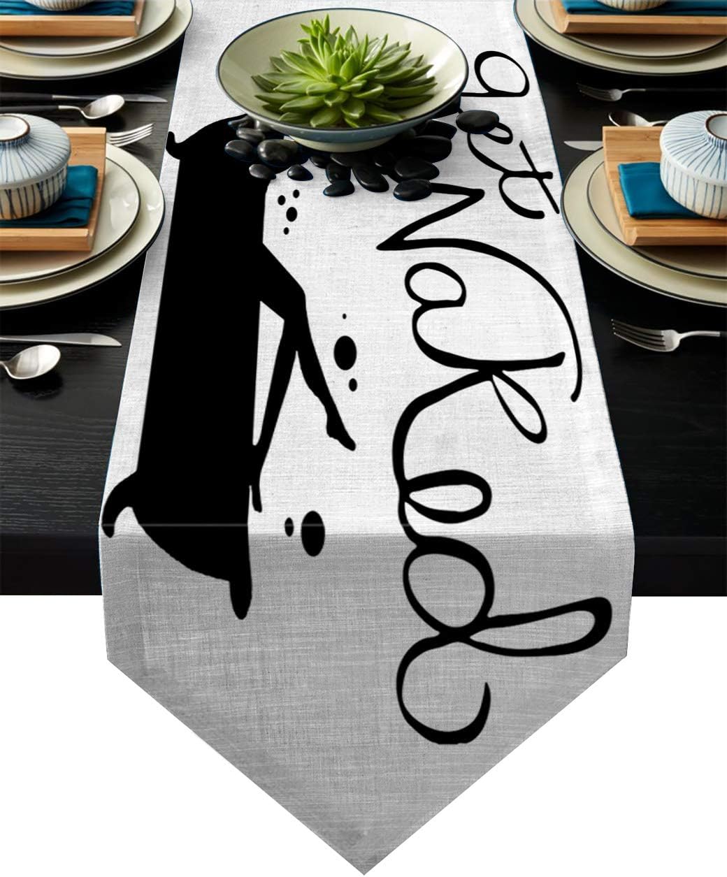 Fandim Fly Dining Table Runner 16 x 72 Inch, Get Naked Beauty Bathing Table Runners for Morden Stylish Wedding Party Holiday Table Setting Decor