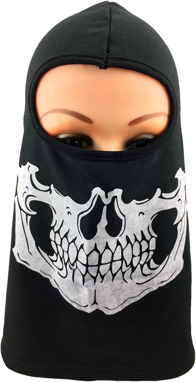 Full Face Balaclava Skull Hood Motorcycle Mask Windproof Micro Fleece Warm Thin