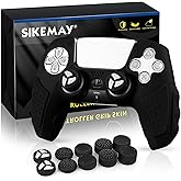 SIKEMAY PS5 Controller Cover Skin Case, Directly Applicable for PS5 Charger, Anti-Slip Sweatproof Silicone Protective for PlayStation 5 Dualsense Controller with Thumb Grips Caps x 10 (Black)