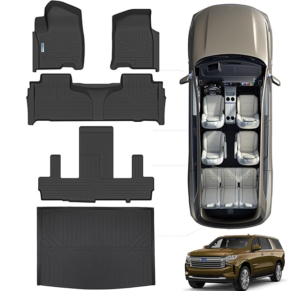 SANBAN-AXE FLOOR MATS FOR 2021-2024 2025 CHEVROLET SUBURBAN...