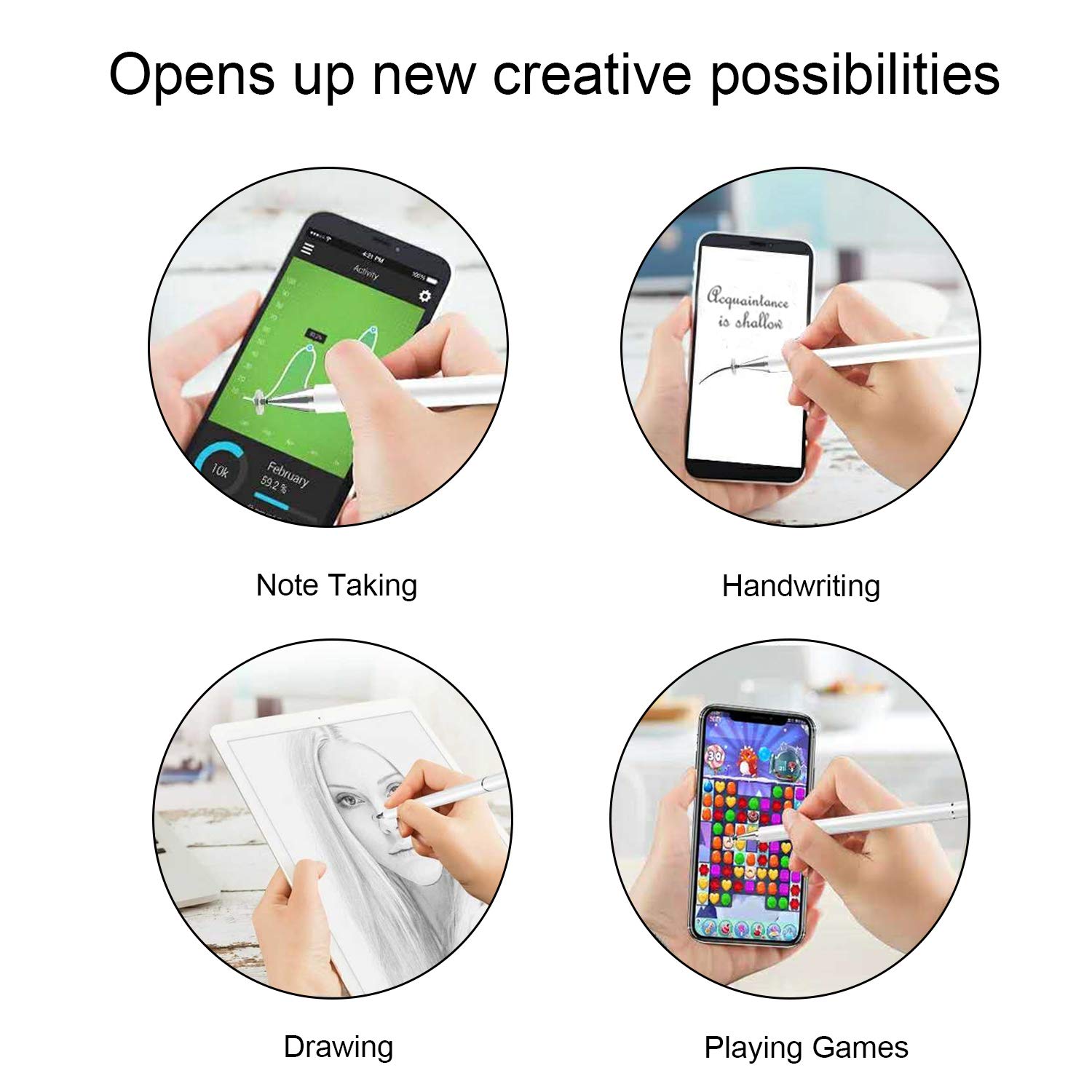 KIMZY Disc Stylus, Fine Point Touch Screen Digital Pen Compatible for iPad 7/ Pro/Air/Mini, iPhone 11 Pro Max/XS, Samsung Note, Pixel 2 and More Capacitive Smart Phones and Tablets