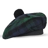 Tam O’ Shanter Hat – Traditional Scottish Plaid Beret for Men & Women | Acrylic Wool Tammy Hats Flat Bonnet for Kilt - (Blackwatch)