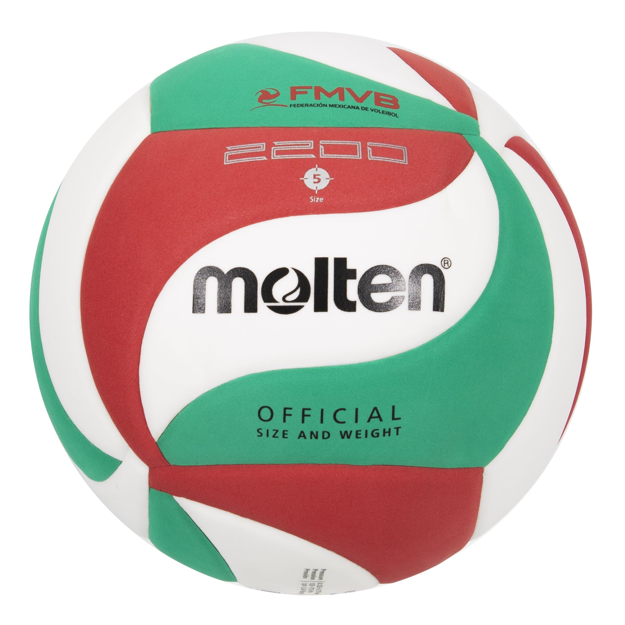Molten VM2200 Volleyball White/Green/Red 5