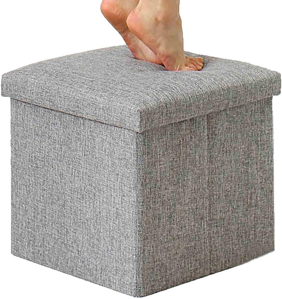 NISUNS OT01 Linen Folding Storage Ottoman Cube Footrest Seat, 12 X 12 X 12 Inches (Linen Gray): Kitchen & Dining