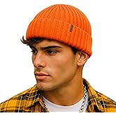 Comhats M/L/XL/XXL Short Fisherman Beanies Hat Knit Trawler Winter Fall Spring Hat Light Warmth Skull Cap for Men Women