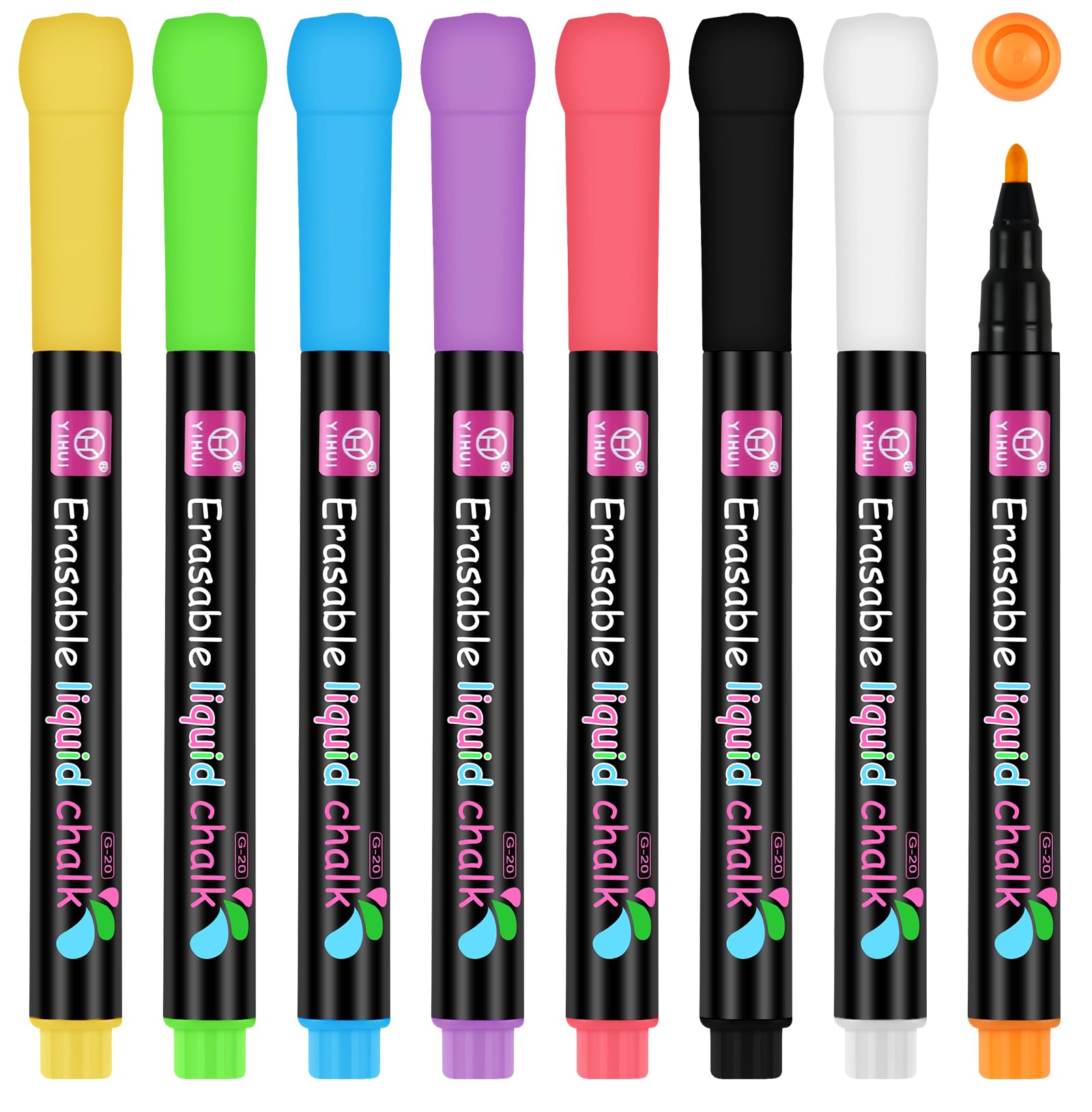 OFFCUP Dry Erase Markers, 8pcs Whiteboard Pens, Whiteboard Markers Liquid Chalk Markers Pens White Board Markers Erasable Wipe Whiteboard Compact Marker Fine Tip Whiteboard Pen (B)