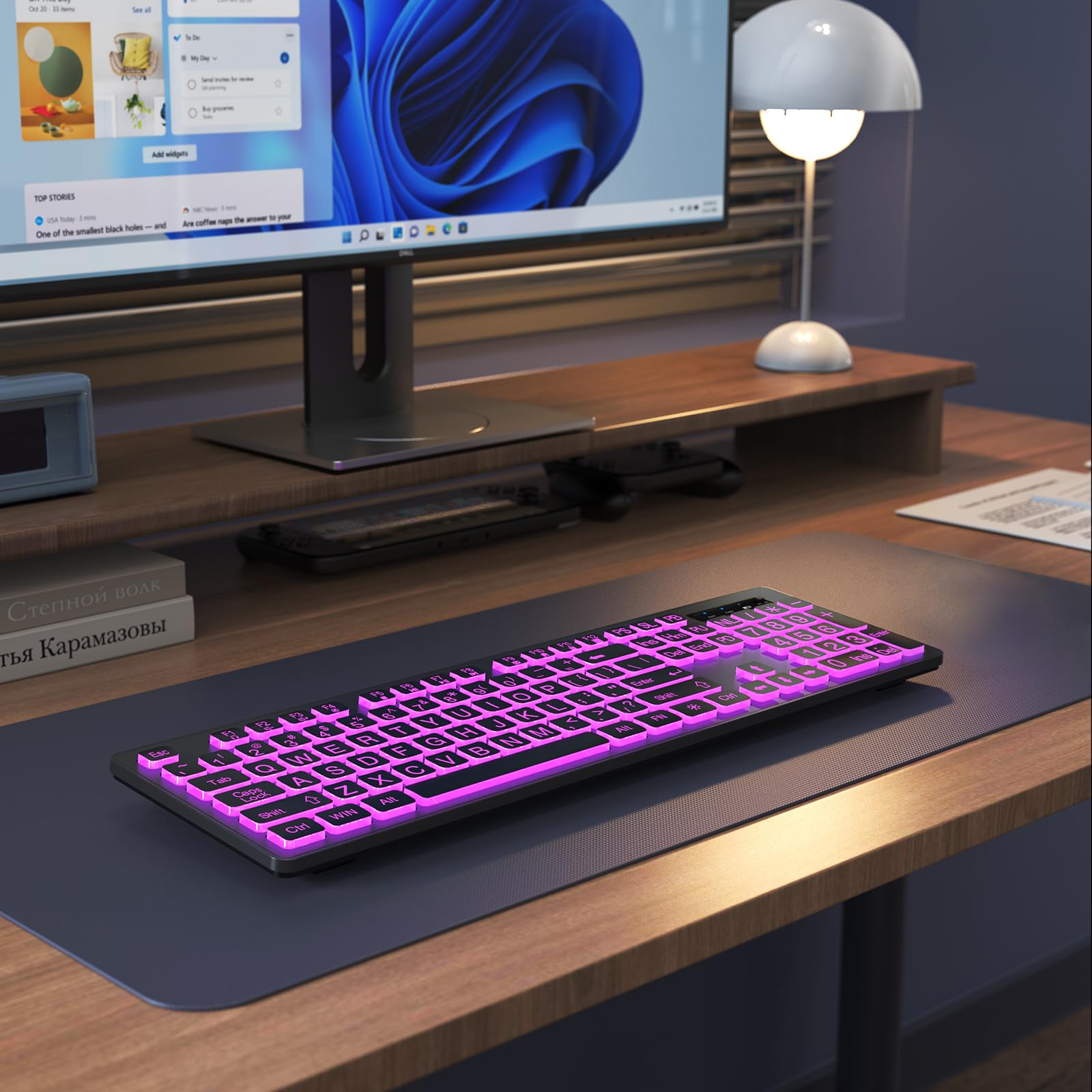 Mua Large Print Backlit Wireless Keyboard, 2.4G Silent Wireless Light ...