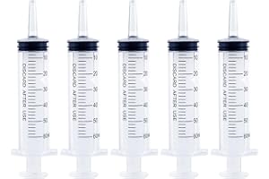 GUFASTORE 5 Pack 60ml Plastic Syringe Individually Sealed with Caps for Scientific Labs, Measuring Liquids, Feeding Pets