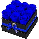 YFYS Forever Flowers for Delivery Prime - 9pcs Preserved Fresh Roses, Genuine Roses That Last for Years, for Birthday Gifts for Women, Valentines Day, and Mother's Day (Blue)