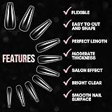 Makartt Long Coffin Nail Tips 504pcs Clear Full Cover 21 Sheets 10 Sizes view 3