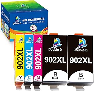 Double D 902xl Ink Cartridges Compatible Replacement for HP 902 902XL Combo Pack (Upgrade Chip) for HP OfficeJet 6968 6978 6962 6958 6954 6960 6970 6950 6979 6951 Printer (2BK,1C,1M,1Y)