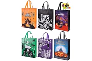 AIDABLI Halloween Trick or Treat Bags, Large Halloween Tote Bags with Handles Halloween Candy Bag Reusable Non-Woven Halloween Bag for Gifts Wrapping, Trick or Treat, Halloween Party Supplies 15"×11.8"×3.9"