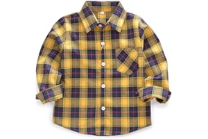 SOBRISAH Men & Boy Button Down Shirt Kid Flannel Shirt Toddler Buffalo Plaid Shirt Boys Western Shirts Long Sleeve Father Son Shirt