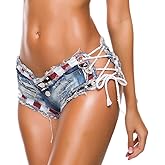 LuckyZhe Women Sexy Booty Shorts Low Rise Mini Denim Shorts Hot Pants