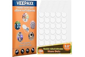 VEEPAXX 280Pcs Double Sided Adhesive Dots, Removable Clear Dots Sticky Tack, Waterproof No Trace Dots Adhesive Putty for Wall Hanging Crafts, Balloons Party Decorations Poster Picture Festival Decoration 20mm