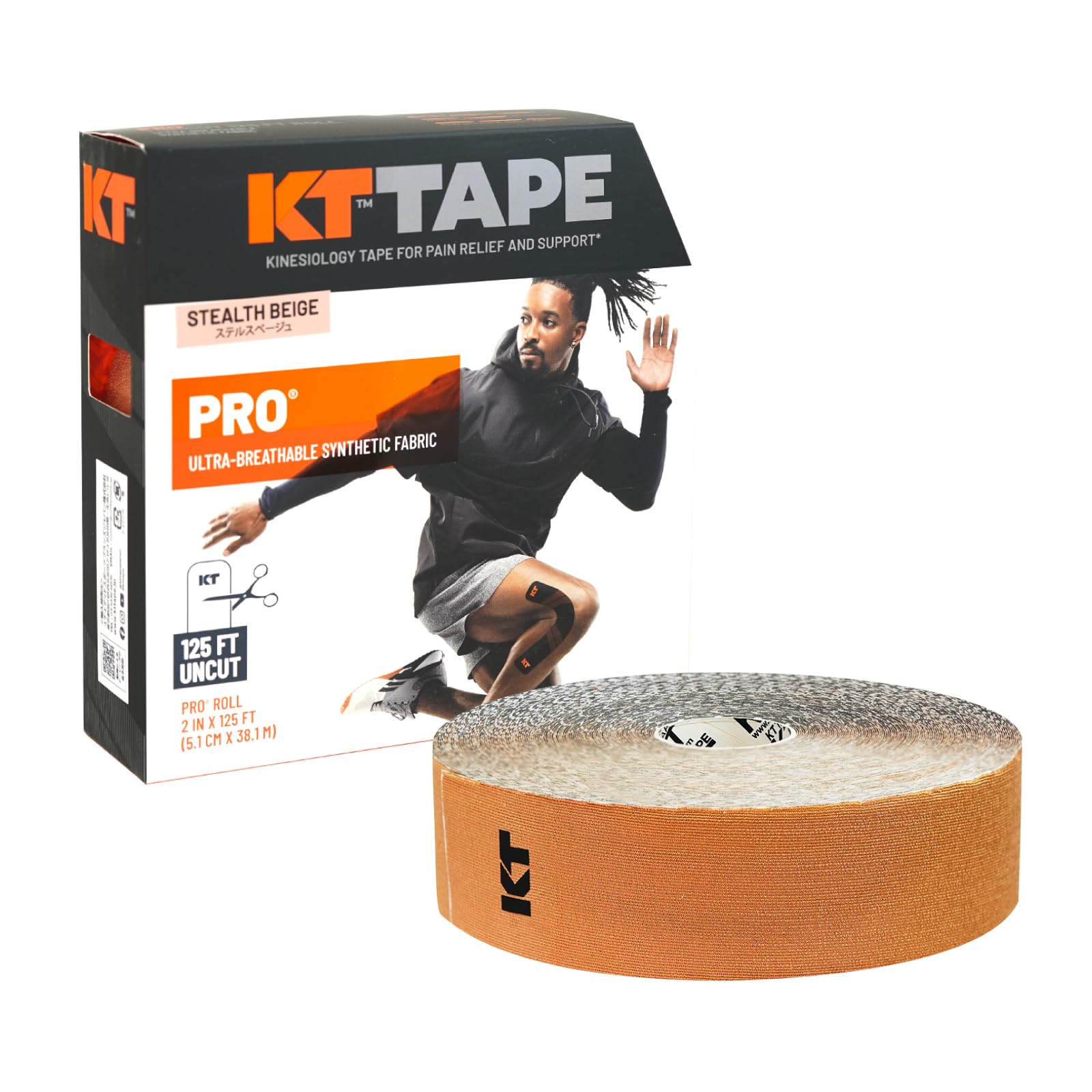 KT Tape Unisex Pro Jumbo Synthetic Uncut Kinesiology Tape, Beige, 38.1 m UK
